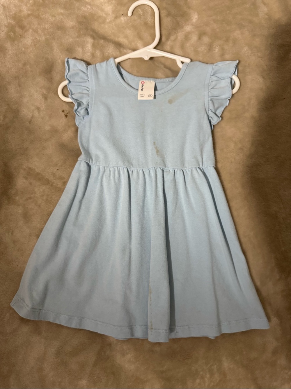 PatPat Light Blue Flutter Sleeve Cotton Dress for Girls